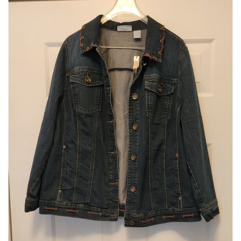 LIZ & ME Denim Long Sleeve Jean Jacket Womens Plus Size 0X